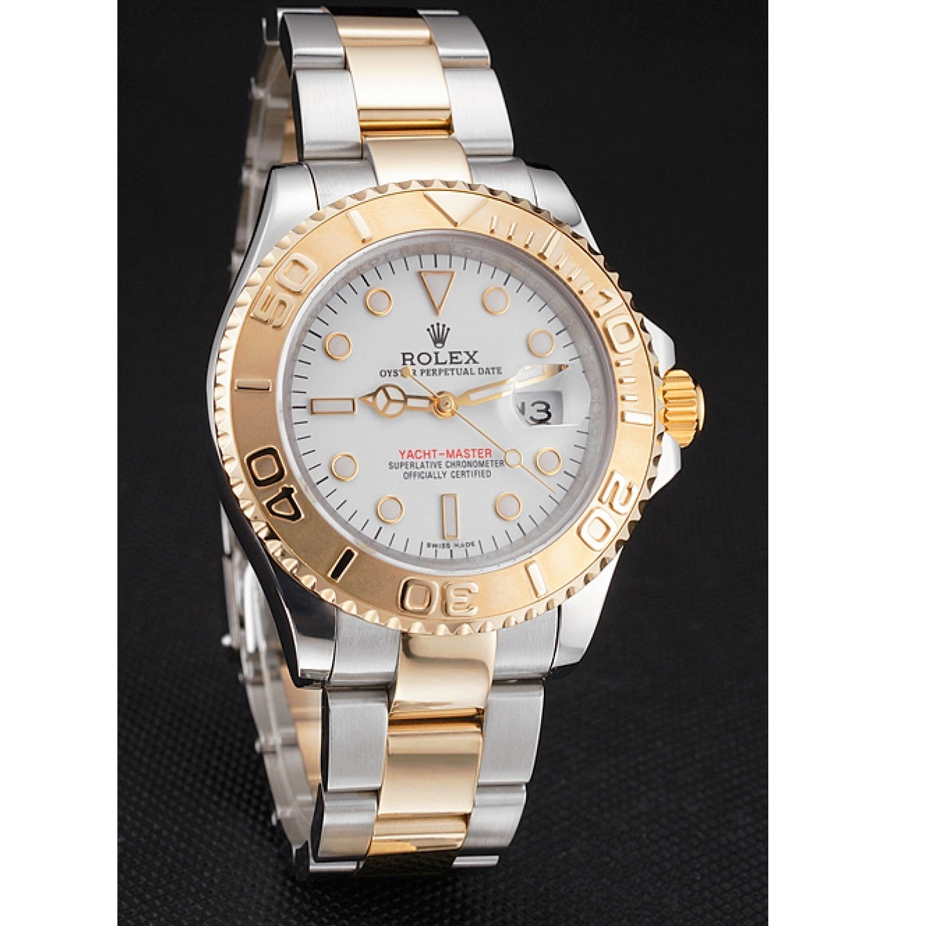 Aaa fake watches Bracelet Two White Swiss Gold Yacht-Master Stainless Steel Case Dial Bezel Tone Rolex 0719